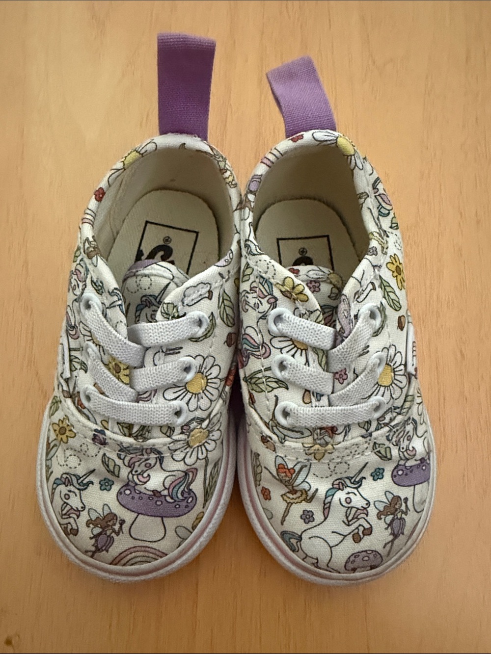 Vans Kids Unicorn & Floral Canvas Sneakers in White and Purple